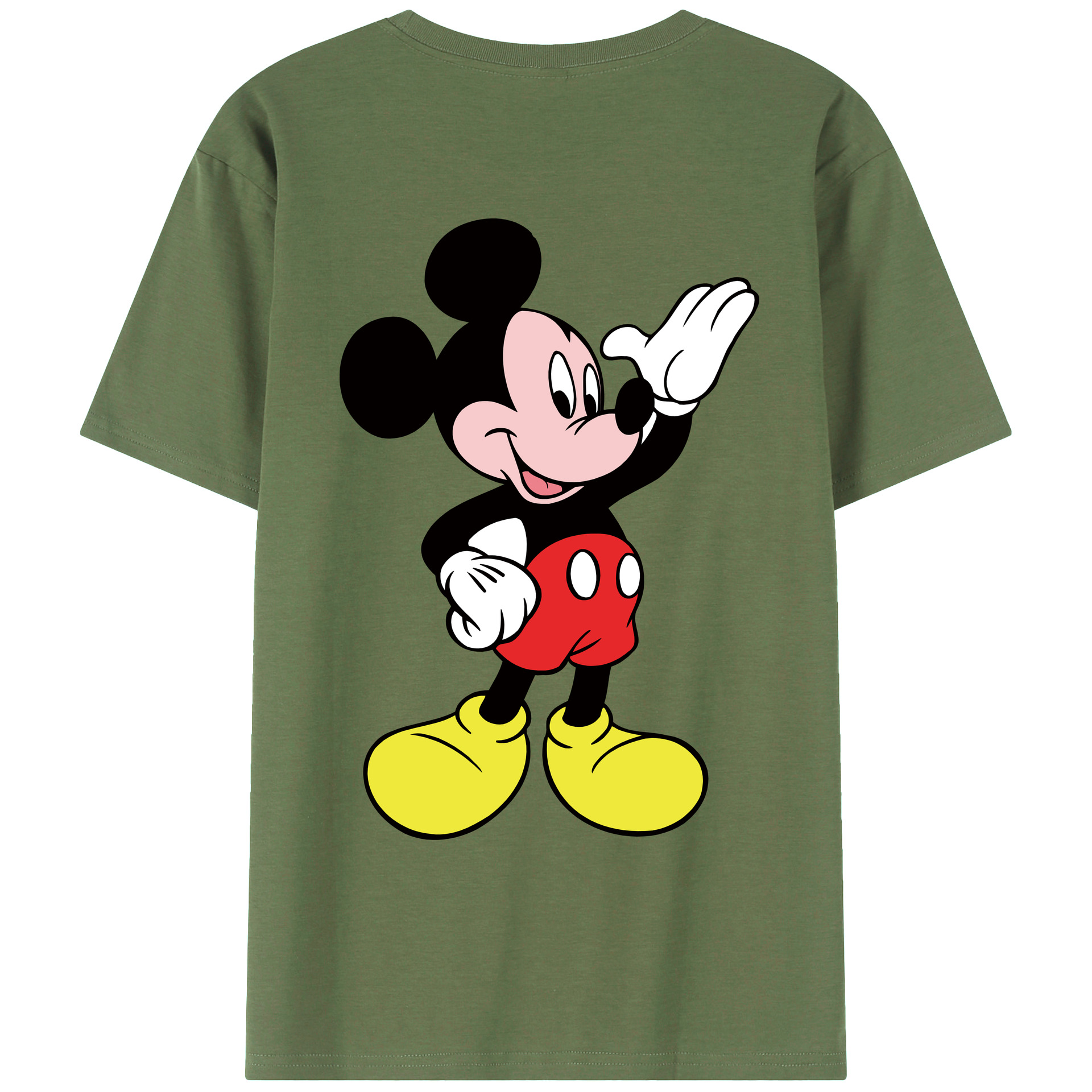 ミッキーマウス Mickey Mouse 綿100％ メンズ半袖Tシャツ（バックプリント） 通気性